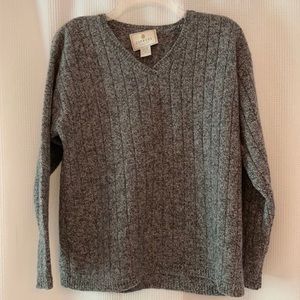Vintage Express Tricot Wool Ribbed Vneck Sweater